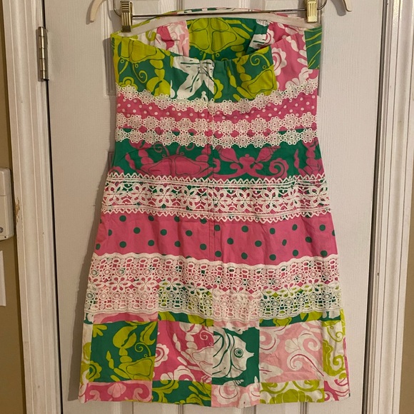 Lilly Pulitzer White Tag Strapless Patch Dress 4 - Picture 2 of 4